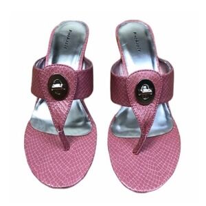 PINEAPPLE Sparkle Pink Snake Skin Sandal with Silver Sole – Size 7.5